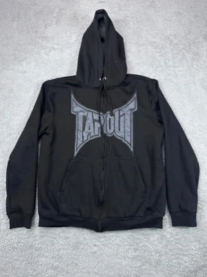Sudadera con Capucha Tapout Cremallera Completa Para Hombre XL Negra Forrada Sherpa Y2K MMA Foto 1 de 4