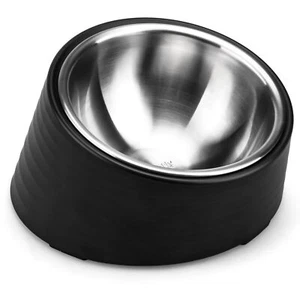 Tilted Angle Dog Bowl 15° Slanted Stainless Steel Dog Cat Food Bowl Non-Slip ... - Picture 1 of 7