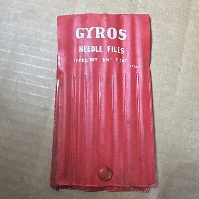 Vintage GYROS Needle File Set 12 Piece Set Red Case Made In Italy - Image 1 of 4