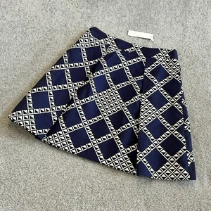 Trina Turk A-Line Pleated Skirt Blue White Geometric Print Cotton NWT US4 - Picture 1 of 5