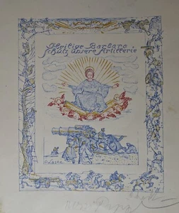 Oskar Laske,  Heilige Barbara, schütz unsere Artillerie, WKI, Lithographie, 1917 - Bild 1 von 10