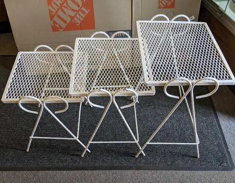 Vintage Mid Century Modern Salterini Tempestini Iron Mesh Nest of Tables  1950's Cover