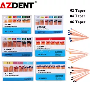 AZDENT Dental Gutta Percha Points.02/.04/.06 Taper For Root Canal Endo Treatment - Picture 1 of 171