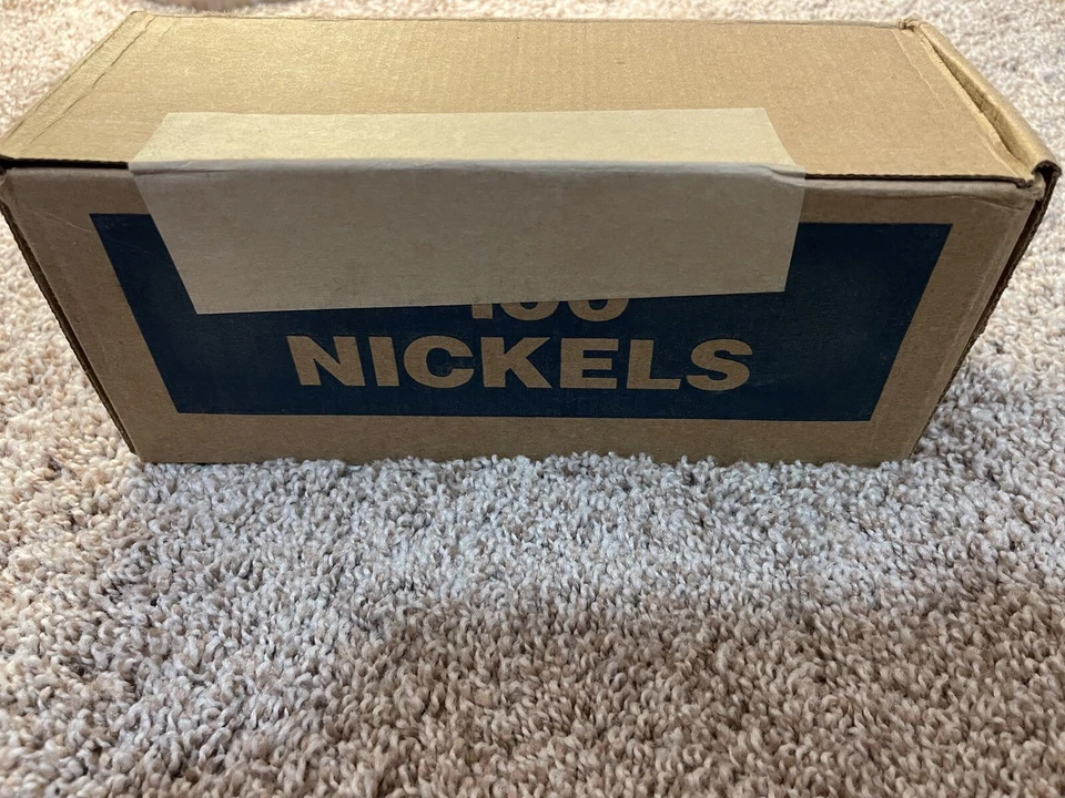 Bank Sealed Box of Nickels Unsearched coins ($100) FV. 50 Rolls - Image 1 of 1
