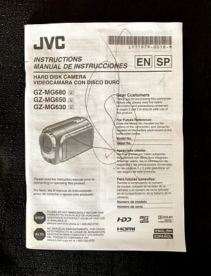 JVC Hard Disk Camera User's Manual for GZ-MG630U, GZ-MG650U & GZ-MG680U - Image 1 of 2