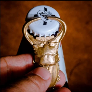 Beetle Beer Cap Bottle Opener Brass Craft Brass Single Corkscrew Key Ring Gift - Picture 1 of 7