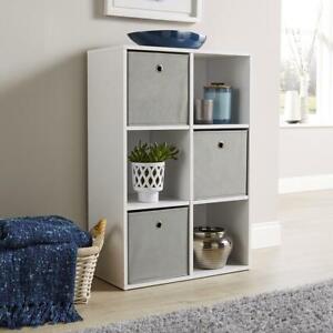Storage Cube 6 Shelf Bookcase Wooden Display Unit Organiser White Furniture