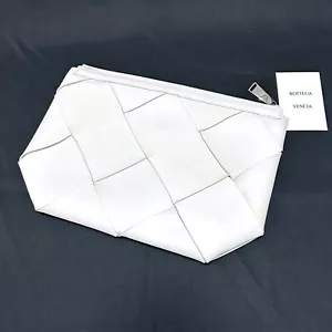 Bottega Veneta Maxi Intrecciato Woven Small WhiteLeather Clutch Bag - Picture 1 of 8