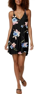 O'Neill Junior X-Small Black Floral V-Neck Seabright Swimsuit Coverup $52 NWT XS - Picture 1 of 4