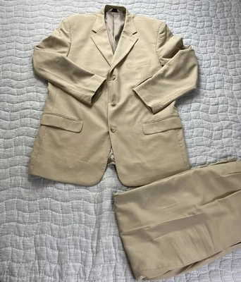 Linea Uomo Suit Mens 41 Waist 2 Piece Wool Pants Blazer Jacket Set Stains - Image 1 of 4