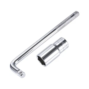 Socket Set, 1/2" Drive 27mm 6-Point Deep Socket 10" L-Shape Extension Handle - Imagen 1 de 6