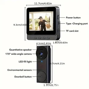 1080P Video WiFi Doorbell 1080P Doorbell IP65 Waterproof Visitor Monitoring - Picture 1 of 8