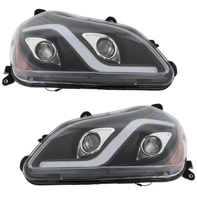 Left and Right LED Headlights For Kenworth T680 2013-2022 Long Black LED Strip Foto 1 de 4