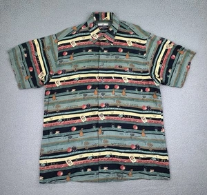 Casa Moda Men’s Medium All Over Print Short Sleeve Button Up Artsy Garden Camp - Picture 1 of 16