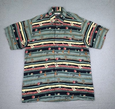 Casa Moda Men’s Medium All Over Print Short Sleeve Button Up Artsy Garden Camp - Image 1 of 4