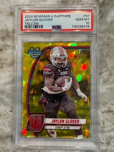 Jaylon Glover 2024 Bowman Chrome U Sapphire Yellow Refractor #65/75 PSA 10 Utah - Picture 1 of 4