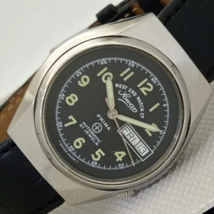 VINTAGE WEST END WATCH CO AUTOMATIC SWISS MENS BLACK COLOR DIAL WATCH a037-A - Picture 1 of 10