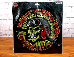 NEW licensed HARLEY-DAVIDSON large round 9.0" JACKET PATCH, evil skull, NIP NWT - Picture 1 of 5