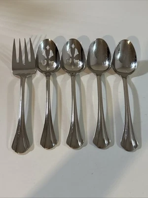 Conjunto 5 garfos de aço inoxidável Pfaltzgraff, colheres de servir, colher perfurada - Imagem 1 de 4