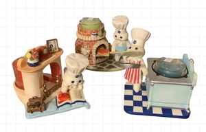 3 estatuillas candelabros votivos Danbury Mint Pillsbury Doughboy incluidas velas - Imagen 1 de 18