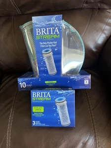 Brita Stream 10 Cup Water Filtration Pitcher W/ 1 Filter & 3 Additional Filters - Picture 1 of 6