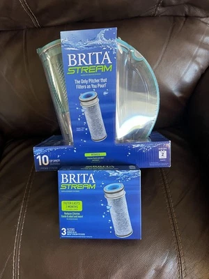 Brita Stream 10 Cup Water Filtration Pitcher W/ 1 Filter & 3 Additional Filters - Image 1 of 4