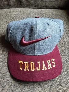 Vintage 90's USC Trojans NIKE TEAM Hat Cap Snapback Wool Blend Thick Swoosh - Picture 1 of 5