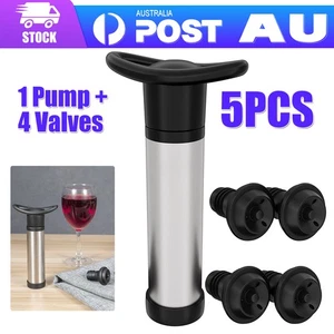 Wine Saver Vacuum Pump Sealer Preserver Set with 4 Valves Air Bottle Stoppers B - Picture 1 of 12