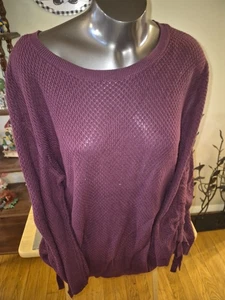 Simply Vera Vera Wang Burgundy Colored Waffle Knit Sweater Size XL - Picture 1 of 4