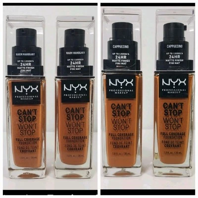 4 NYX Can’t Stop Won’t Stop Full Coverage Foundation Warm Mahogany & Cappuccino - Image 1 of 4