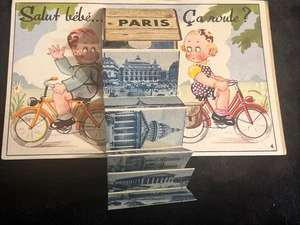 Postal de recuerdo vintage de París Francia, tapa 4, desplegable - Imagen 1 de 11