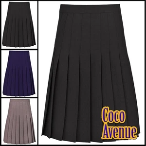 Girls School Uniform Knife Pleated Skirt Zip Back Womens Formal Skirt Pack of 2 - Picture 1 of 13
