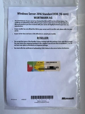 MS Windows Server 2016 Standard 64 Bit Wortmann 16 Core Kerne DVD Deutsch EN FR - Bild 1 von 2