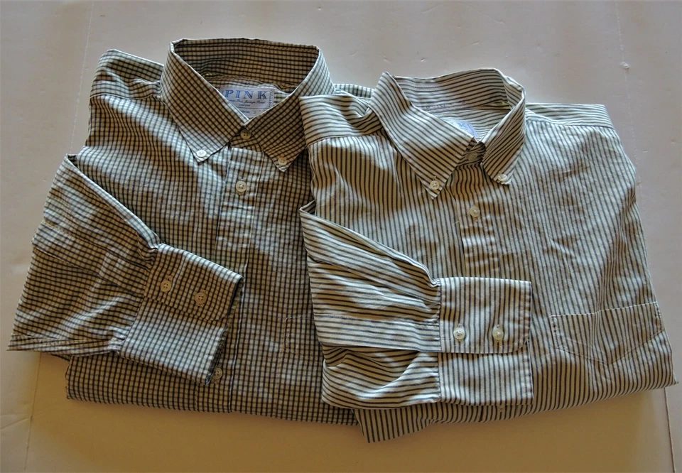 Lote 2 Camisas Thomas Rosa Irlanda L/S Para Hombre 17x34 Amarillo Blanco Cuadros Azul Rayas Foto 1 de 4