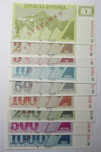 SLOVENIA set ESEMPLARE 9 note da 1 a 1000 talleri 1990-92 UNC RARO scelta 1.s a 9.s - Foto 1 di 7