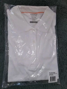 French Toast Picot Girl's 14/16 White Polo School Uniform S/S Cute Trim Buttons - Picture 1 of 6