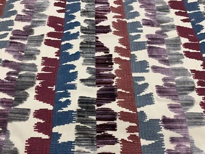 Groundworks Embroidered Velvet Stripe Fabric- Fractal Velvet Mauve Grey 4.25 yds - Picture 1 of 5