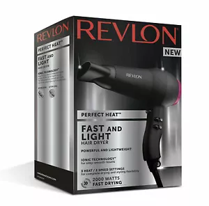 Souffleur de sèche-cheveux Revlon Perfect chaleur rapide et léger technologie ionique 2000W DR582 - Photo 1 sur 6
