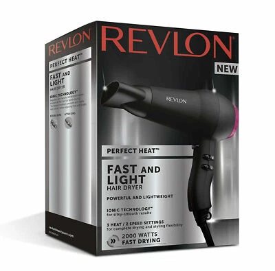 Revlon Perfect Heat Fast & Light Hair Dryer Blower Ionic Technology 2000W DR582
