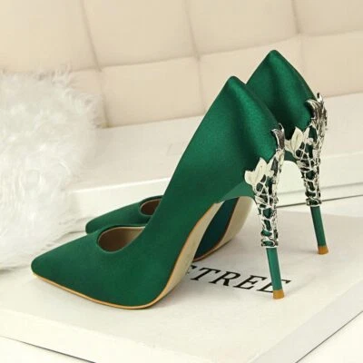 New Women Thin Heel Pumps Pointed Toe Ladies High Heels Stilettos Wedding Shoes - Image 1 of 4
