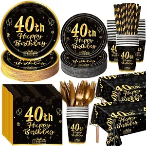 452 Pcs 40th Birthday Party Decorations Set for Men Women, Black and Gold Hap... - Picture 1 of 6