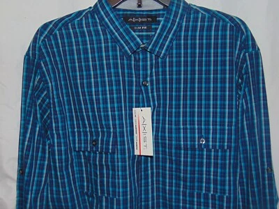 Men Size XL A(x)ist Slim Fit Blue Plaid Long Sleeve Shirt - Image 1 of 2