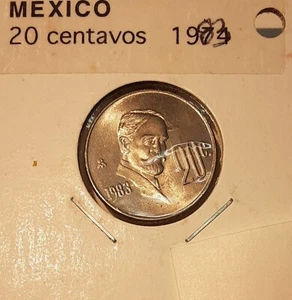 1983 Mexico 20 Centavos Copper-Nickel Coin Madero BU - Picture 1 of 2