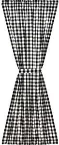 72” L Black & White Buffalo Check French Door Curtain Panel Country Style Annie - Picture 1 of 3