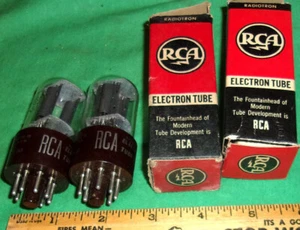 (2) RCA 6SL7GT Brown Base Twin Triodes Same Codes (1-30) BlkPlate! Test GOOD! - Picture 1 of 4