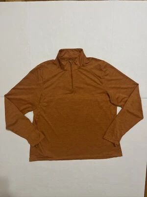 Camisa feminina REI Co-op com zíper quarto Tech urze laranja queimado tamanho XL - Imagem 1 de 4