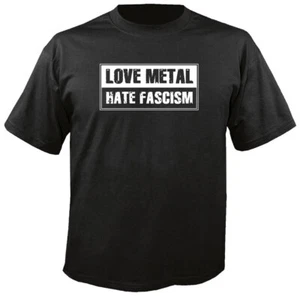 Love Metal - Hate Fascism - Fun - T-Shirt - Bild 1 von 1