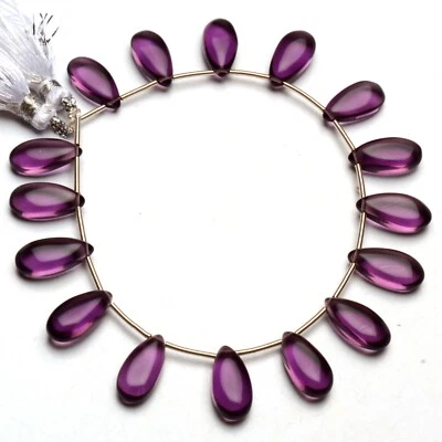 Amethyst Color Quartz 15x7 mm Size Smooth Pear Beads 7" Strand - Image 1 of 4