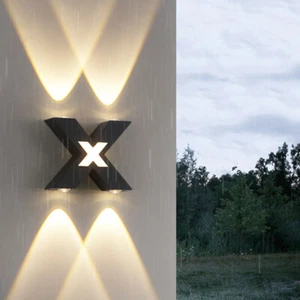 Outdoor/Indoor 7W LED Wall Lamp Up Down Waterproof Light Fixture X Shape Garden - Picture 1 of 24