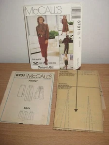 McCalls 6731 Misses gerader Rock in 2 Längen Schlitzrock Hose Gr 10 12 14  - Bild 1 von 9